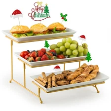 Large 3 Tier Serving Tray with Serving Stand, Serving Dishes for Entertaining...