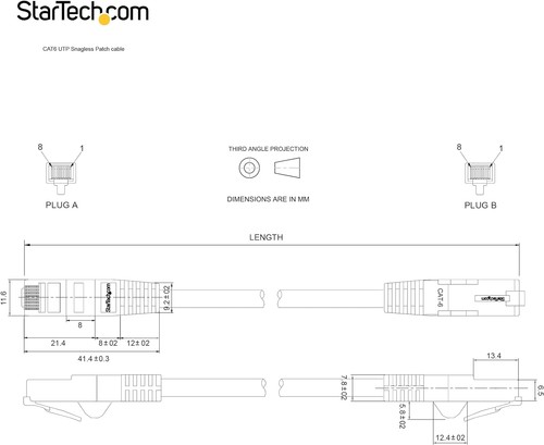 StarTech.com 50cm CAT6 Ethernet Cable - White CAT 6 Gigabit Ethernet Wire -650MH - 第 7/9 張圖片