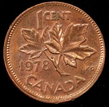 1978 Off-Center 5% Mint Error Canada One Cent Coin Copper 19mm