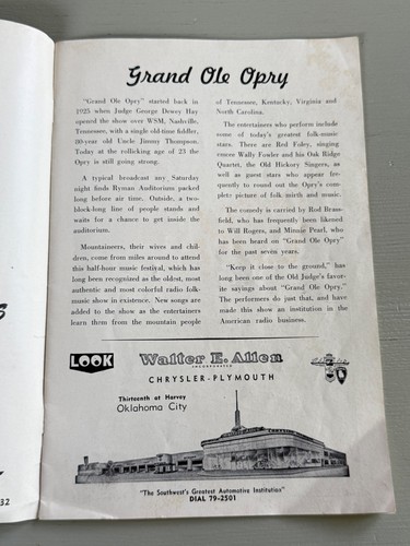 Vintage Grand Ole Opry Souvenir Program Oklahoma City OK 1949 Country Music - Picture 3 of 12