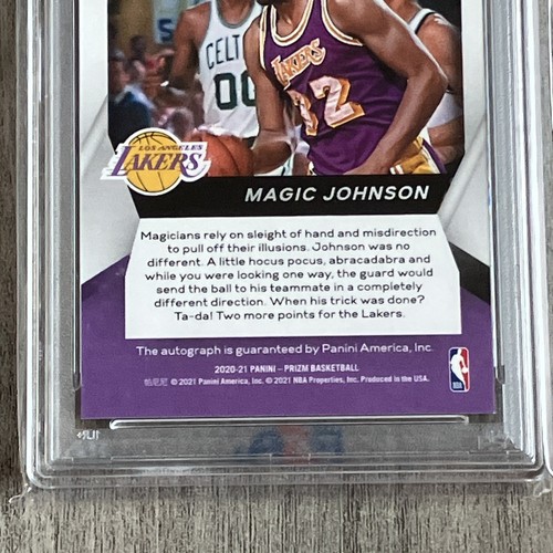 MAGIC JOHNSON 2020 Panini Prizm Fast Break Silver Auto Lakers ** PSA 9 ** - Picture 6 of 6