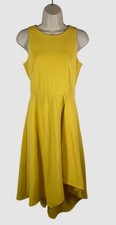 Vince Camuto Women's Yellow Asymmetrical Crew-Neck Scuba Cocktail Dress Size 4
