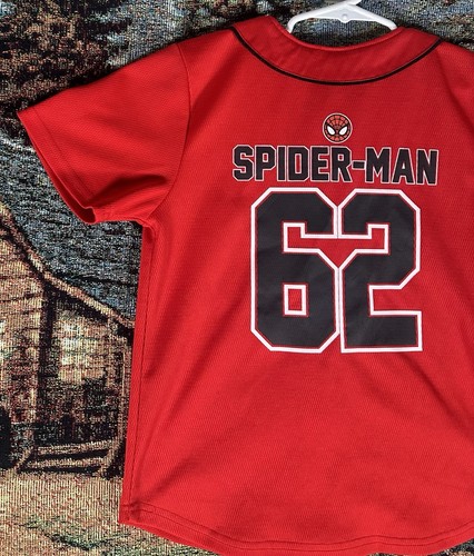 Marvel Ultimate Spiderman Double Sided Youth Baseball Jersey Size 7 Hero Y2K - Picture 9 of 13