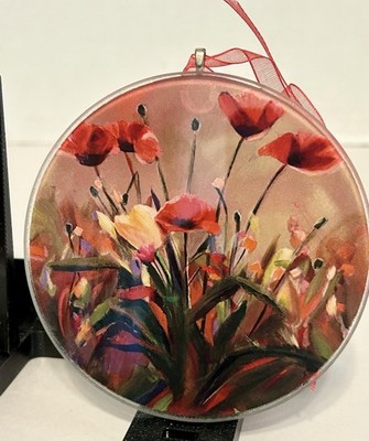 D Madaras Christmas Ornament Flowers Roses 4  Round