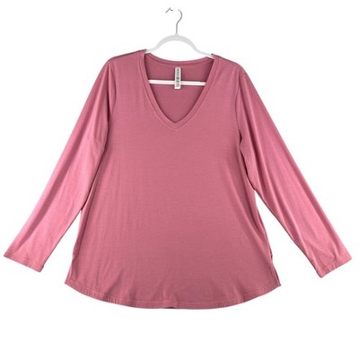 Athleta Essential V Neck Long Sleeve Top Womens X-Large Pink Casual Athleisure
