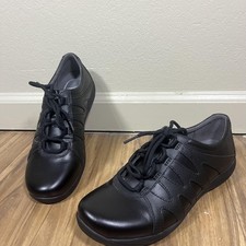 Dansko Shoes Womens 8.5 M Black Leather Lace Up Slip Resistant Walking EU 39