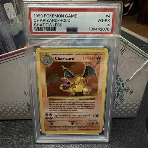 1999 Pokemon Game #4 Charizard-Holo Shadowless Base Set PSA 4 VG-EX