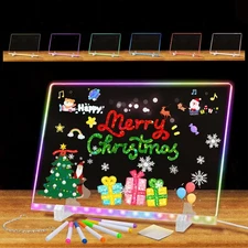 LED Drawing Board with Colors, 16 Inch Doodle LED Note Boards Include 7-Color...