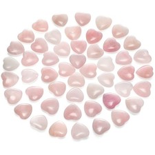 Gerrii 50 Pcs Heart Healing Stone Bulk Quartz Inspiring Rose Pink Gifts for Wome