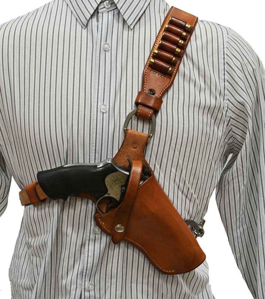 Leather Chest Holster With Shell Loops Fits Colt Anaconda .45 Colt fit 4"-7" - Image 2 of 4
