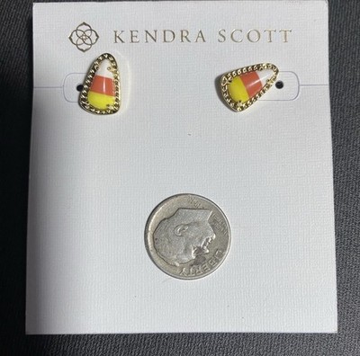 Kendra Scott Halloween Candy Corn Yellow Gold Stud Earrings Jewelry