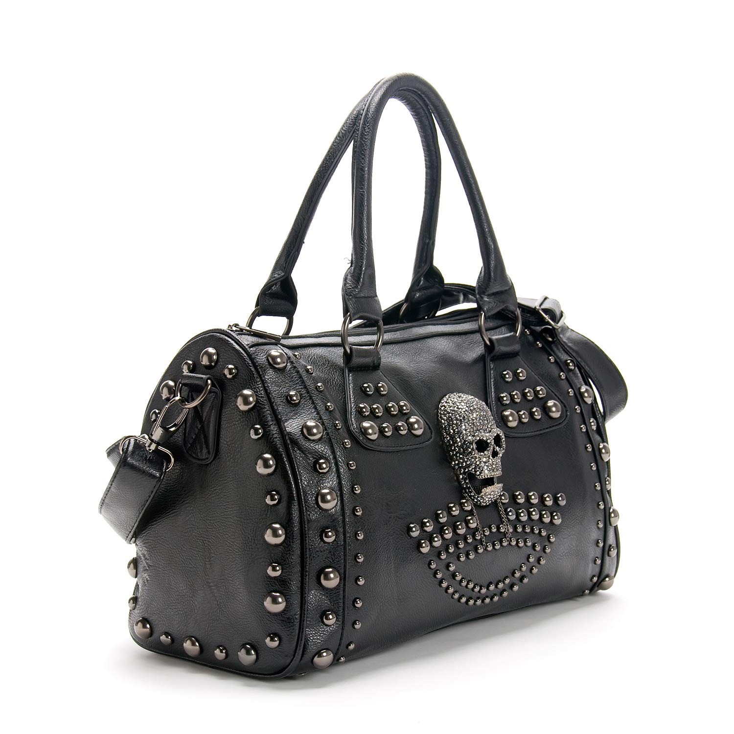 Skull Handbag Tote Purse Large Capacity Gothic Shoulder Bag with Strap Studded