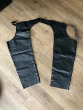 Alpha Cycle Gear Men's NWT Black Leather Motorcycle Chaps Pants Sz 46