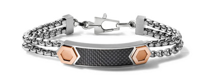 BULOVA Latin GRAMMY Precisionist 7'' Black Carbon Fiber ID Bracelet w/ Rose Gold