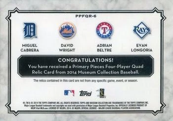 2014 Museum Collection Stanton Gonzalez Harper Primary Quad Relics Gold /25 - Image 2 of 2