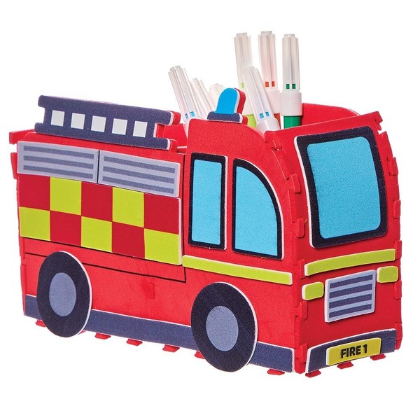 Baker Ross FN060 3D-Feuerwehrwagen-Stiftebox-BausäTze – 2Er-Pack-image