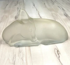 LUCIENNE BLOCH for Royal Leerdam LIGGEND HERT Deer Fawn Art Deco Figurine FLAWS