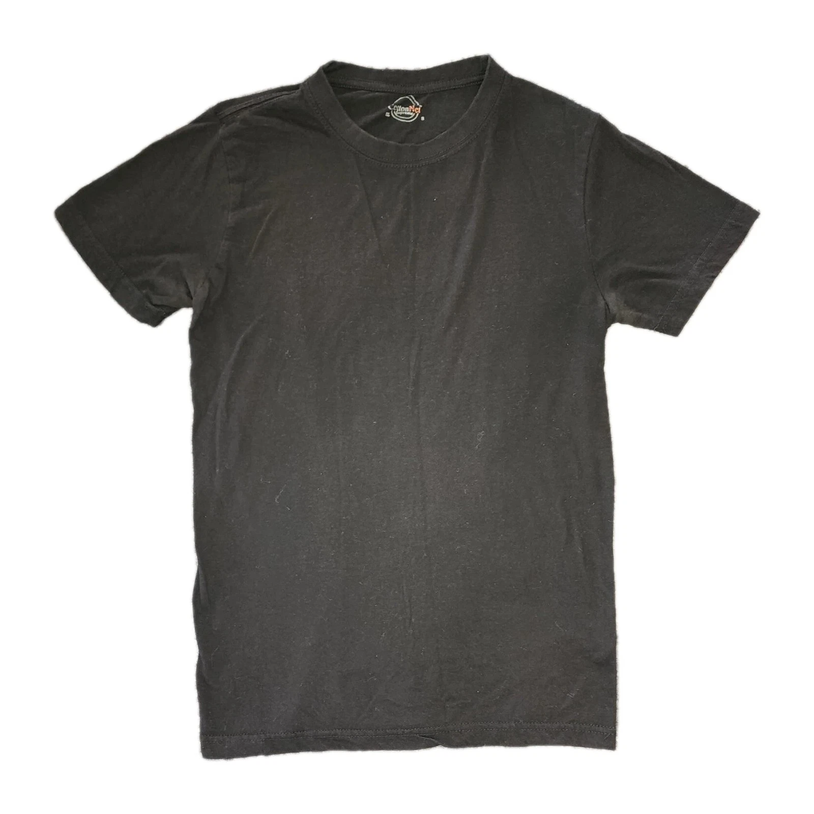 T shirt noir homme col ras du cou pull uni manches courtes Coton Net Supreme S