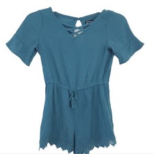 Art Class Romper Girls Small 6/6X Blue, Shorts, Short Sleeve Summer Romper