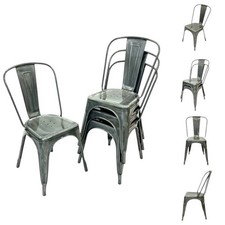 Silver Metal Tolix Chairs, Metal Tolix Chair, Metal Bistro Chairs, Cafe Chairs