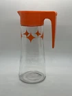 Vintage MCM TANG Anchor Hocking Orange Glass Juice Pitcher Carafe w/ Flip Lid