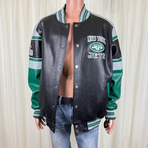 NWT Men’s New York Jets NFL Faux Leather Football Sport Jacket G lll Brand Sz XL - Picture 3 of 17
