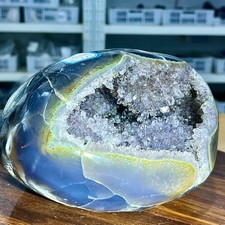 8.99LB  Rare amethyst cave symbolizes a specimen of a gold money bag