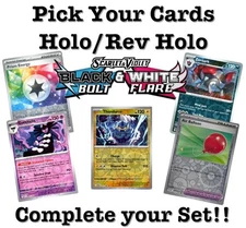 Pokemon Black Bolt/White Flare Holo/Reverse Holo/Holo Energy -Pick your card