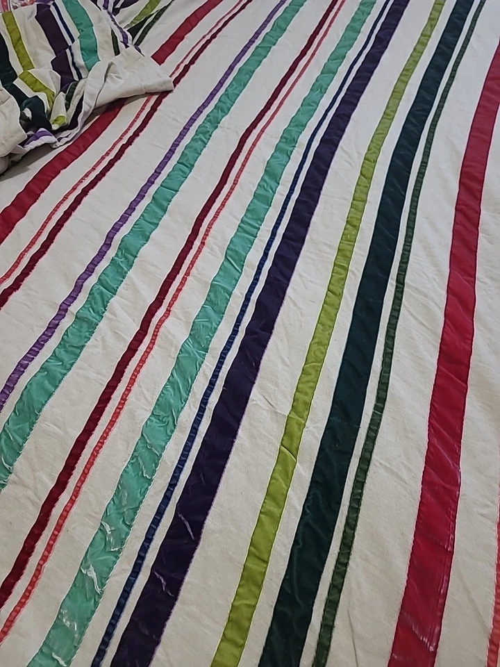 Edredón de granero de cerámica Pb Adolescente Doble Algodón Lino Terciopelo Arco Iris Boho Rosa Azul Foto 2 de 4