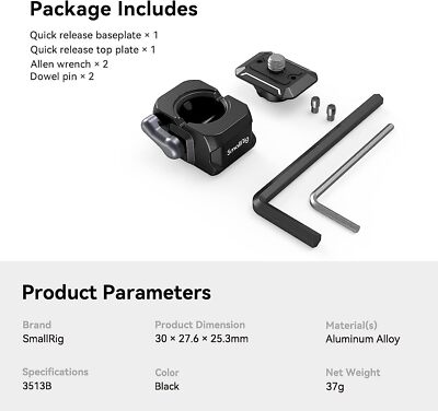 SmallRig Drop-in HawkLock Universal mini Quick Release Clamp and Plate -3513