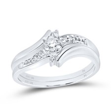 10kt White Gold Womens Round Diamond Bridal Wedding Engagement Ring Band Se