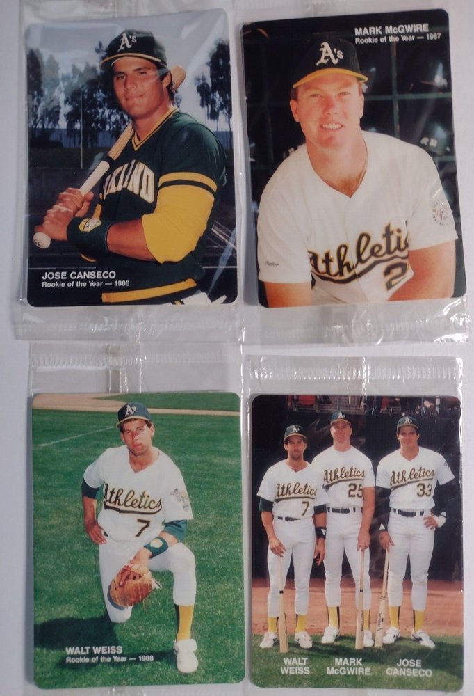1989 Mother's Cookies OAKLAND ATHLETICS Rookies 4 Card Set MCGWIRE CANSECO WEISS