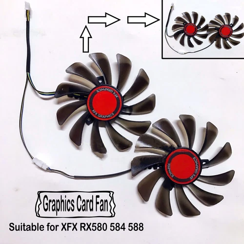 Graphics Card Dual Fan 95mm Grafikkarten Kühler Lüfter für XFX RX580 584 588