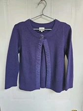 East Cardigan Size Small Purple Single Button Wool Cashmere Angora Cardi