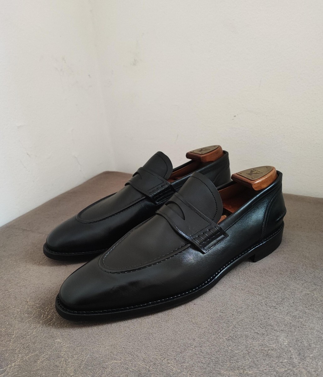 Bally Scribe Ayer Black Calf Loafers Shoes Handmade Size 10  display picture 3