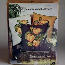 VTG Paragon Creative Crewel Stitchery Embroidery Kit 0164 Lantern Pillow Fall 