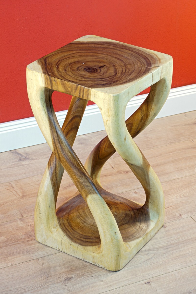 Tavolino Sgabello Porta Fiori Acacia Legno Legno Massello Comodino