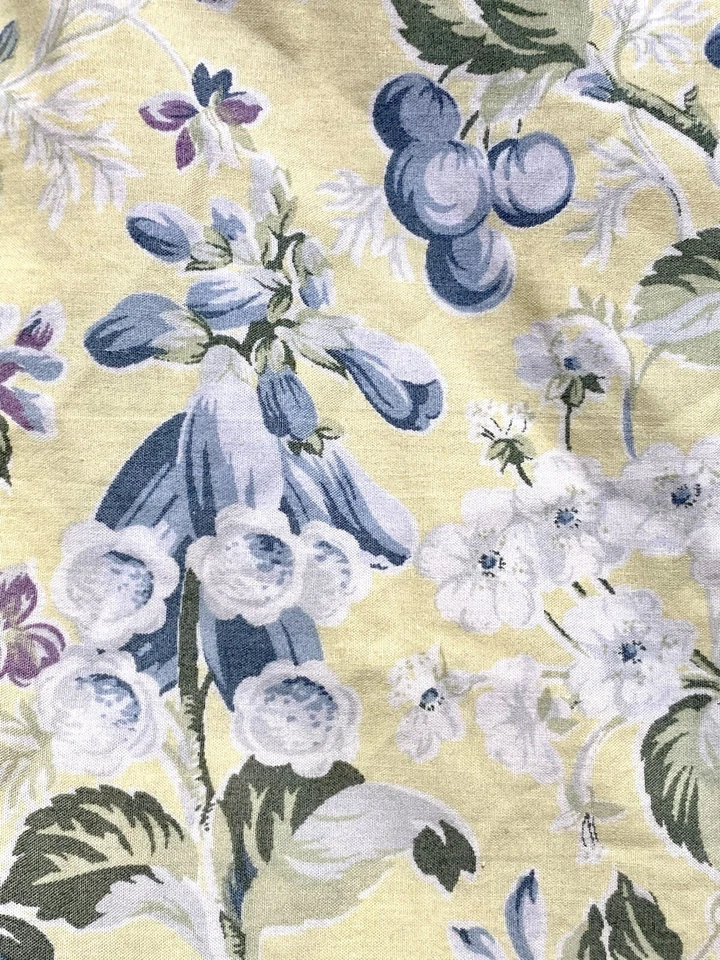 Sheridan Australia Blue/Yellow Floral FULL Bedskirt Bed Ruffle W/15" Drop - Image 4 of 4