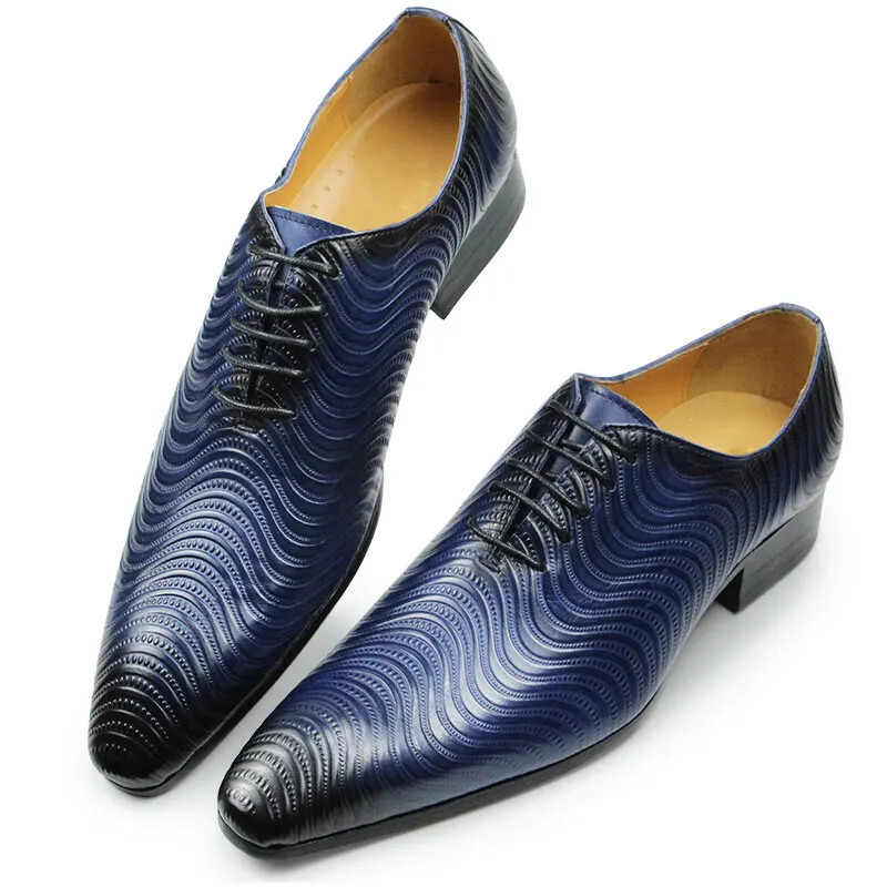 SAOLA Scarpe Uomo Scarpa Nero Blu Stampe Matrimonio Ufficio Abito Formale Uomo Scarpa