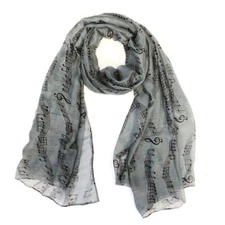 Wrapables Lightweight Musical Notes Long Scarf, Gray