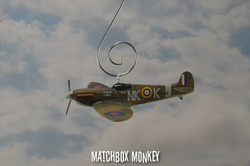 RAF Supermarine Spitfire WWII Single Prop Christmas Ornament Airplane Aircraft - Image 2 of 4