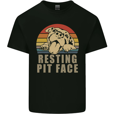 Resting Pit Bull Face Lustiger Hund Welpe Kinder Maglietta Kinder