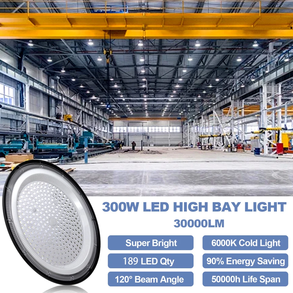 5-10 Pcs 300W UFO Led High Bay Light Factory Warehouse Commercial Led Shop Light - Image 4 of 4