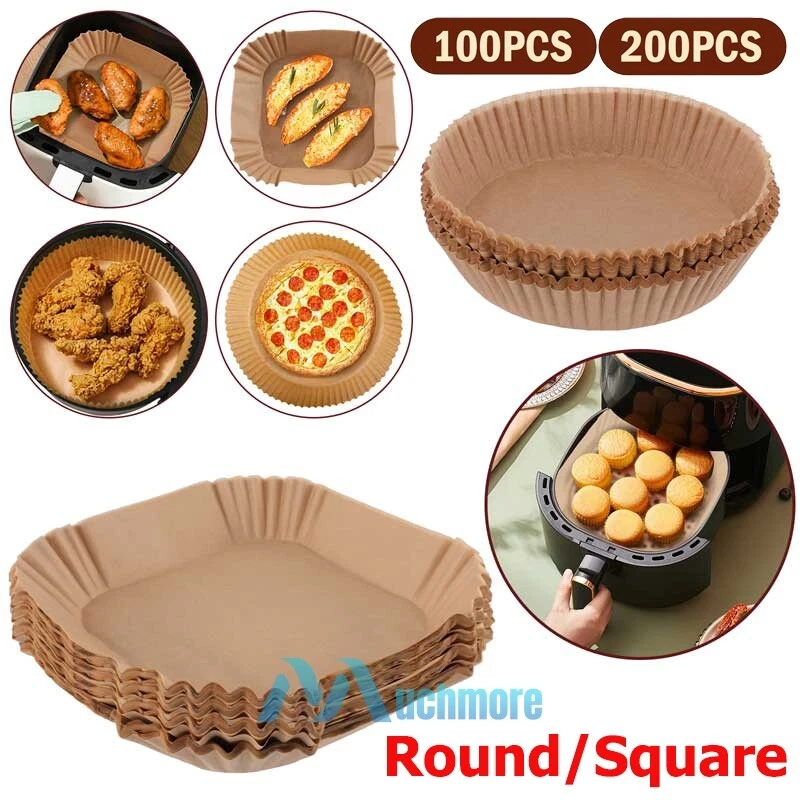 Air Fryer Liners 100/200Pcs Disposable Parchment Paper Liner Non Stick Food Safe Air Fryer Liners 100/200Pcs Disposable Parchment Paper Liner Non Stick Food Safe