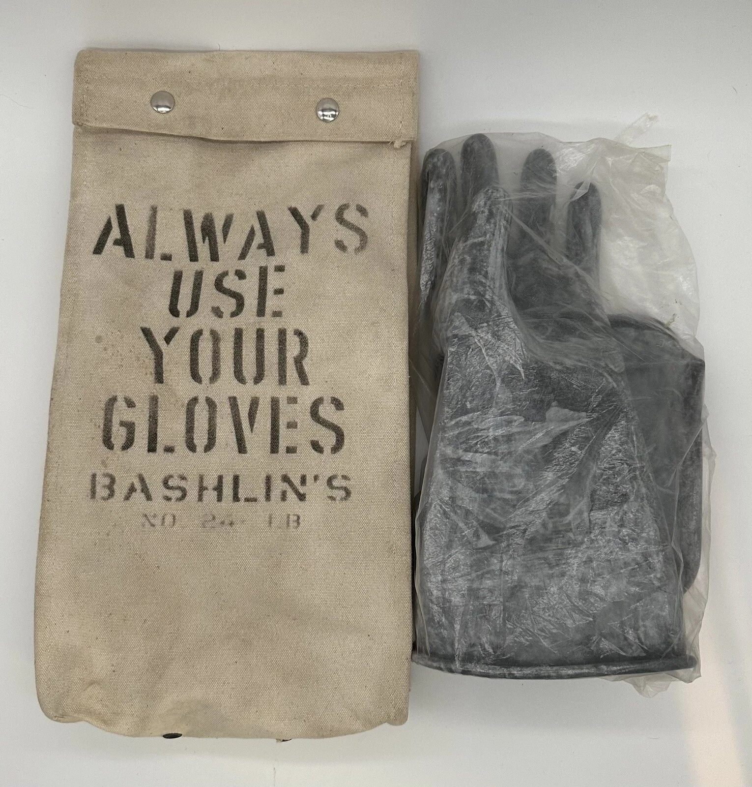 Vintage Always Use Your Gloves Bashlins Canvas Bag with Gloves