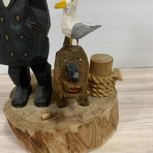 Vintage Rare Pudge Mary Sturgeon Sea Captain With Dog Handcarved Figure - Picture 9 of 13