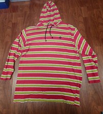 Vtg 90 s Cross Colours SS Hooded Long Sleeved T-shirt Pullover OSFA Striped