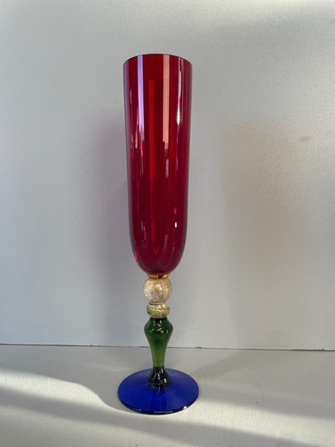SET 12 CALICE FLUTE CHAMPAGNE Nason VETRO MURANO TRASPARENTE MULTICOLORE '900 - 第 18/24 張圖片