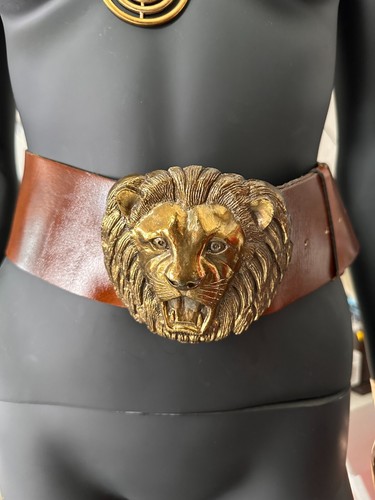 Leather Belt with Vintage Lion's Head Buckle 1970's - Bild 16 von 16