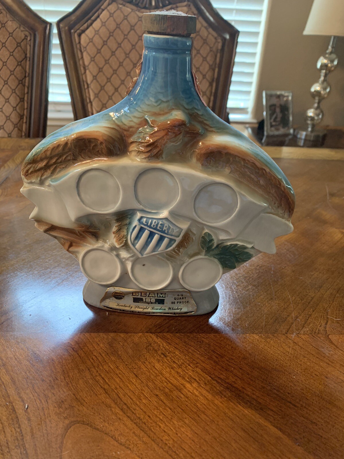 Vintage 1970 Collectible Jim Beam Liberty Whiskey Bottle/ Decanter 100